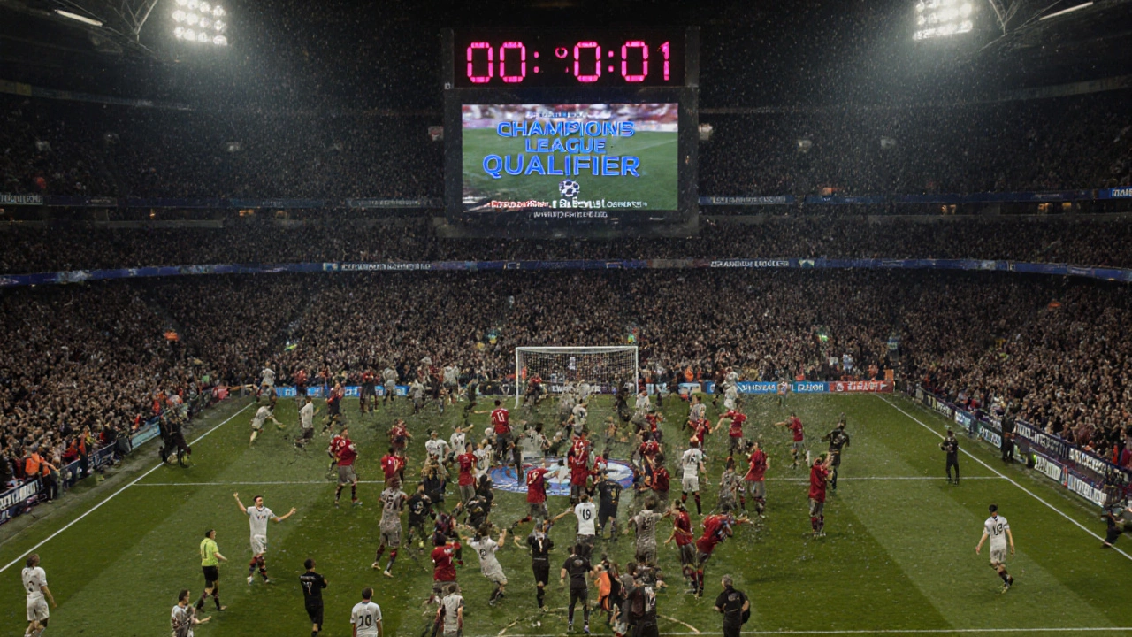 Финальный матч Премьер-лиги, фанаты празднуют выход в Лигу чемпионов через пятое место.