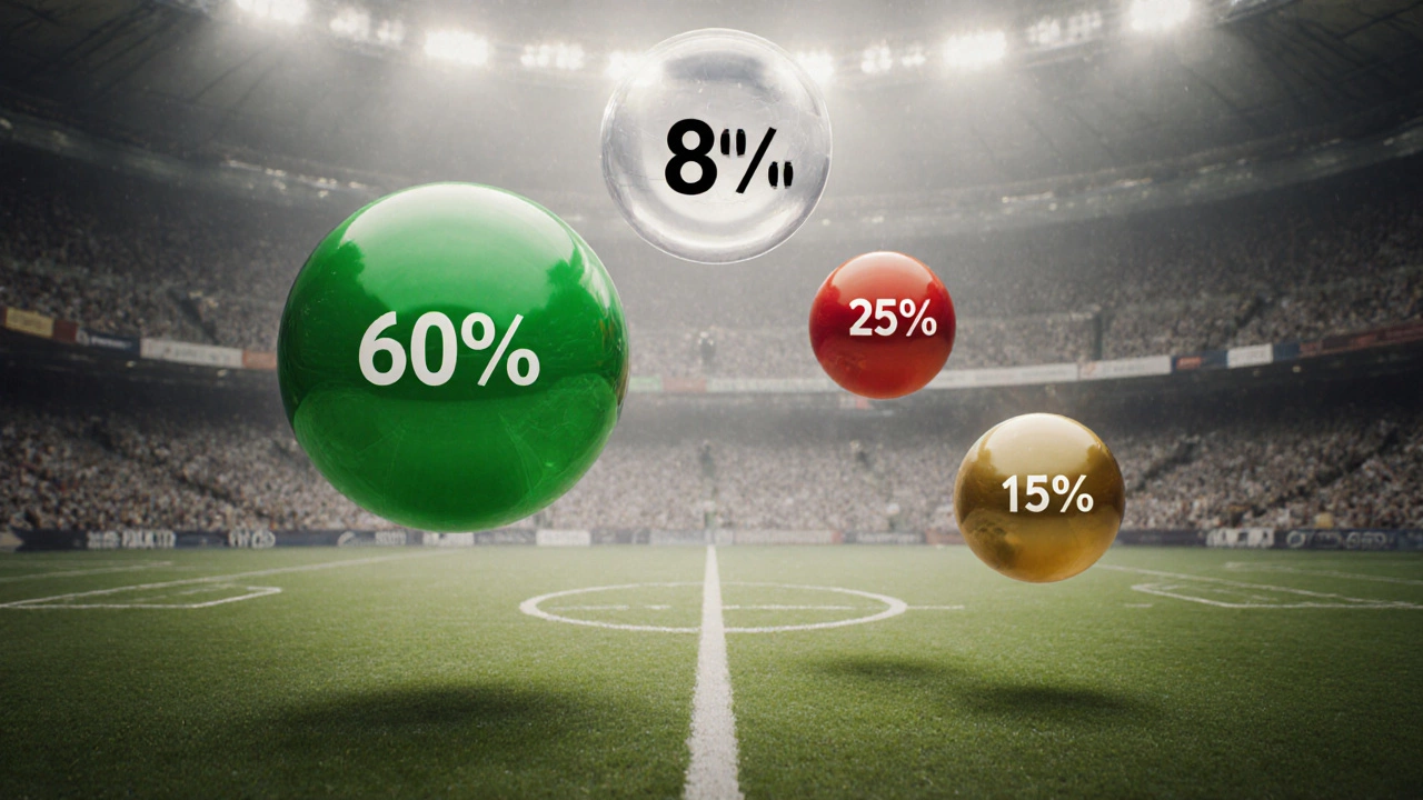 Абстрактные сферы вероятностей над футбольным полем с маржой в виде весов.