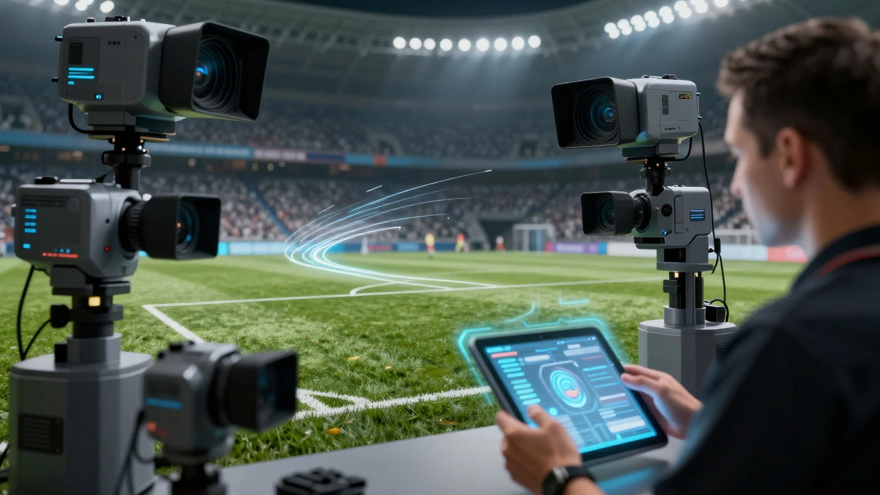 Технология ИИ для судей на поле: камеры и цифровые линии фиксируют офсайд с точностью до миллиметра.