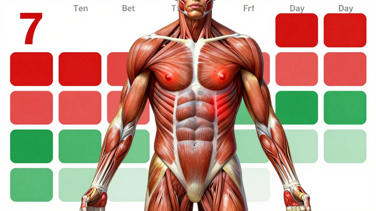 Анатомическая иллюстрация мышц и суставов с зонами перенапряжения от ежедневных ударов.