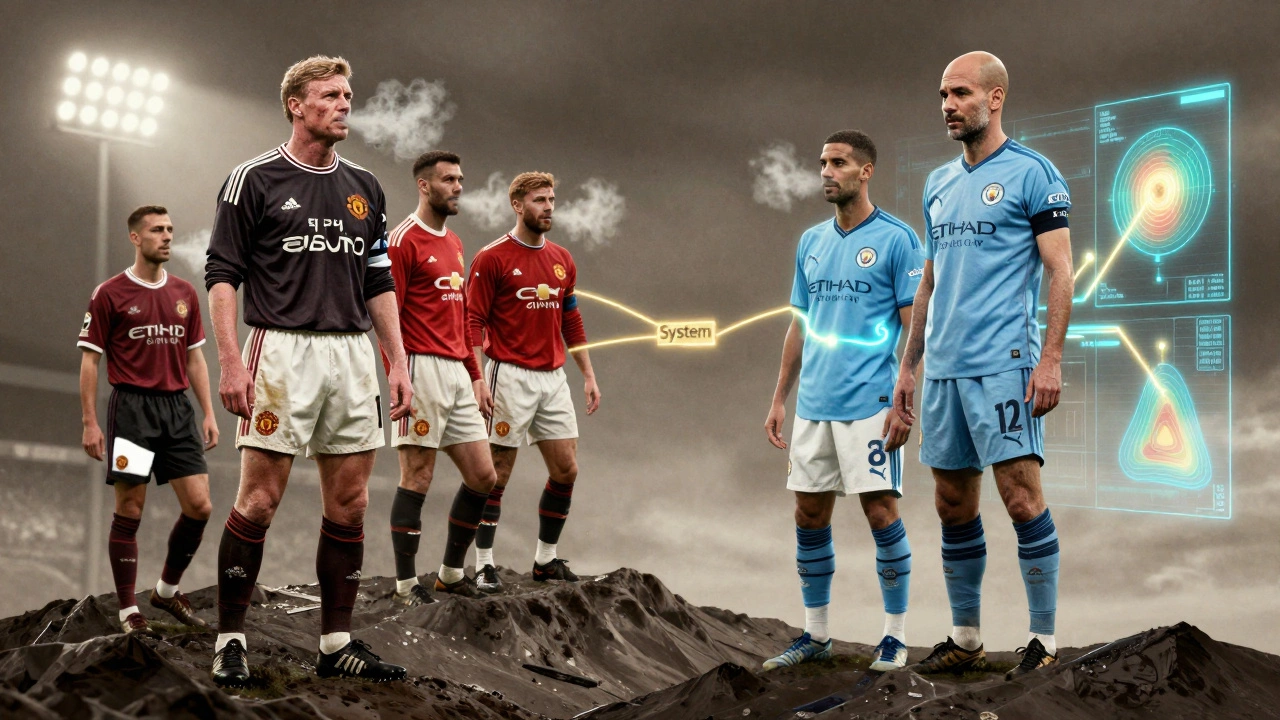 Контраст двух эпох манчестерских чемпионов: Фергюсон и Гвардиола — традиция и система.