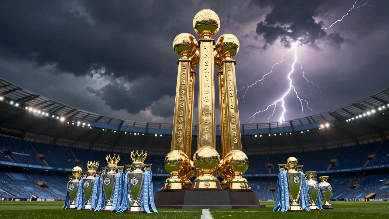 Монумент из 13 кубков Премьер-лиги, символ доминирования Манчестер Юнайтед.