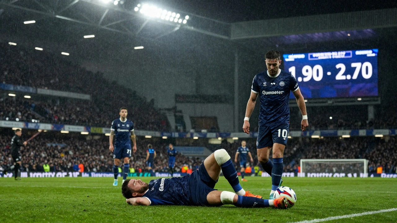 Футбольный матч под дождём, коэффициент на победу резко вырос после травмы ключевого игрока.