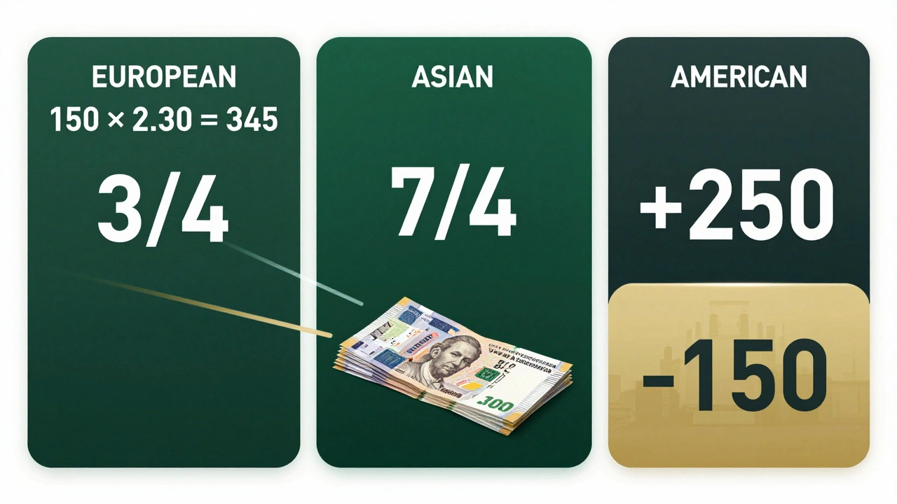Три формата коэффициентов: европейский, азиатский и американский, визуально представлены рядом.