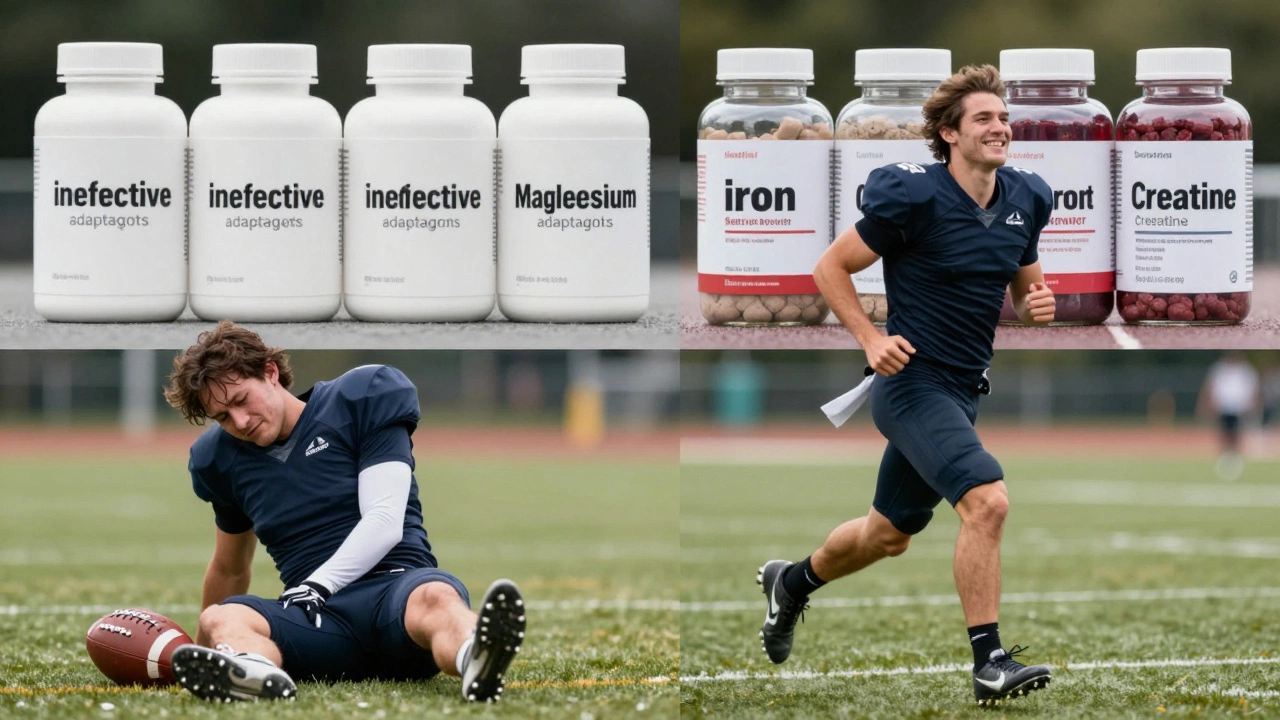 Футболист до и после улучшения выносливости: слева — усталость, справа — уверенность, с правильными добавками вместо бесполезных БАДов.