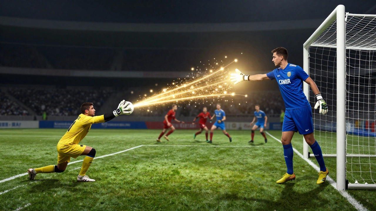 Контраст между традиционным и современным вратарем: от ловли мяча к запуску атак.