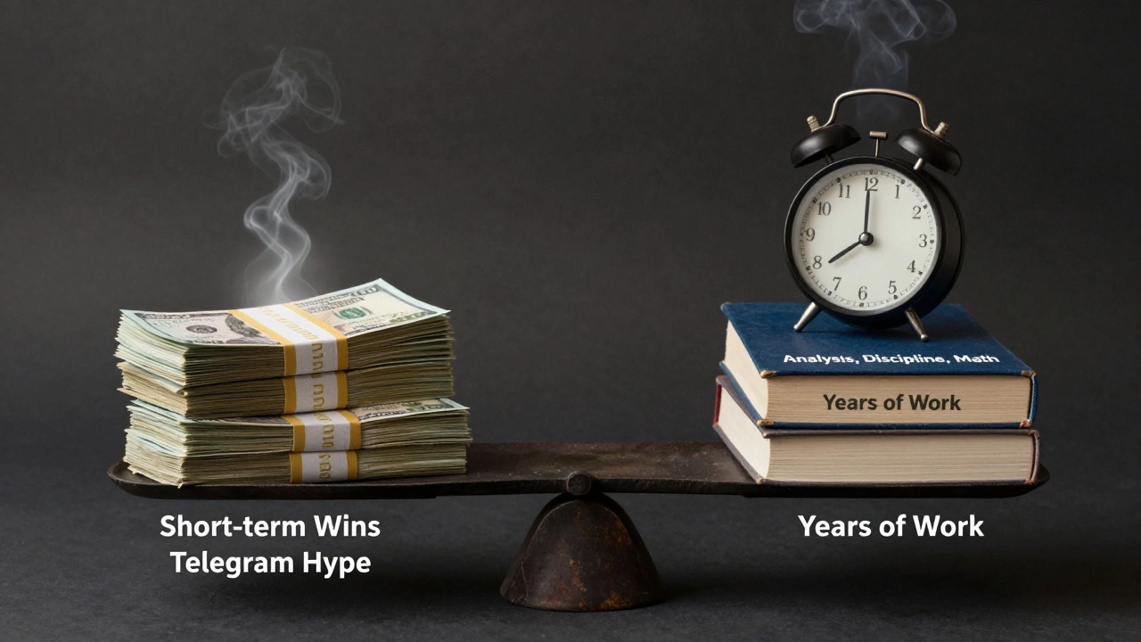 Весы, сравнивающие мимолётные выигрыши и упорный анализ в ставках на футбол.