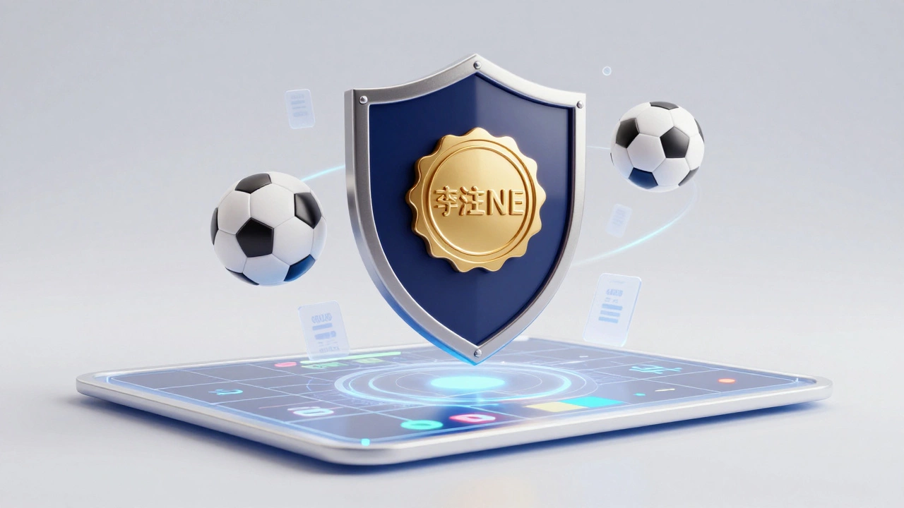 Голографический щит и лицензия над интерфейсом сайта ставок